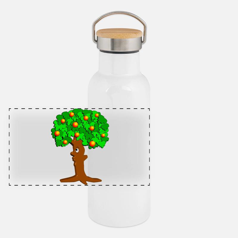Apfelbaum Panorama Thermosflasche mit Bambusdeckel