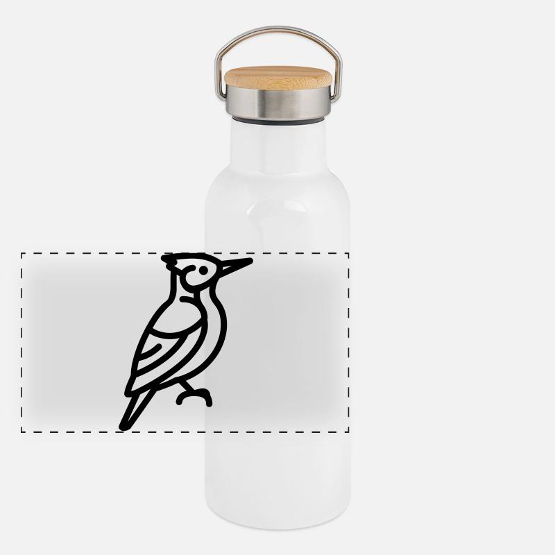 Specht Panorama Thermosflasche mit Bambusdeckel