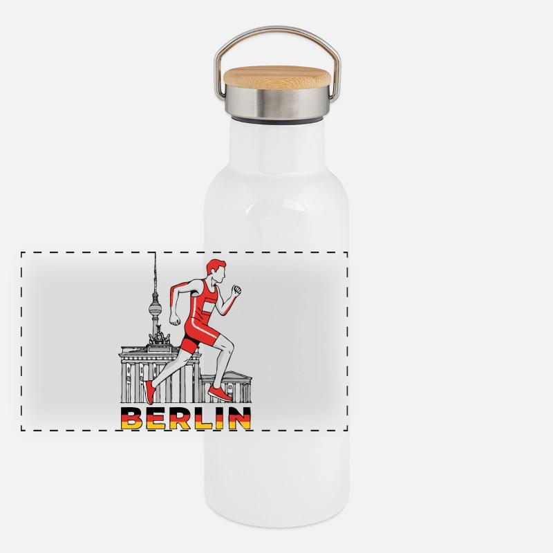 Berliner Läufer Panorama Thermosflasche mit Bambusdeckel