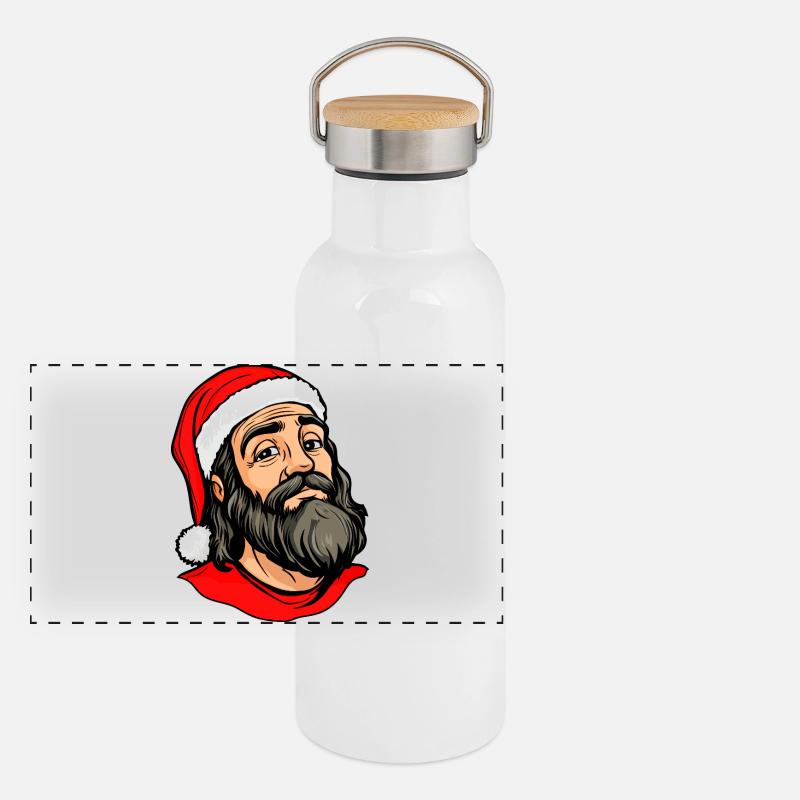 Noël de Jésus / Jésus - Gourde isotherme avec bouchon en bambou - blanc