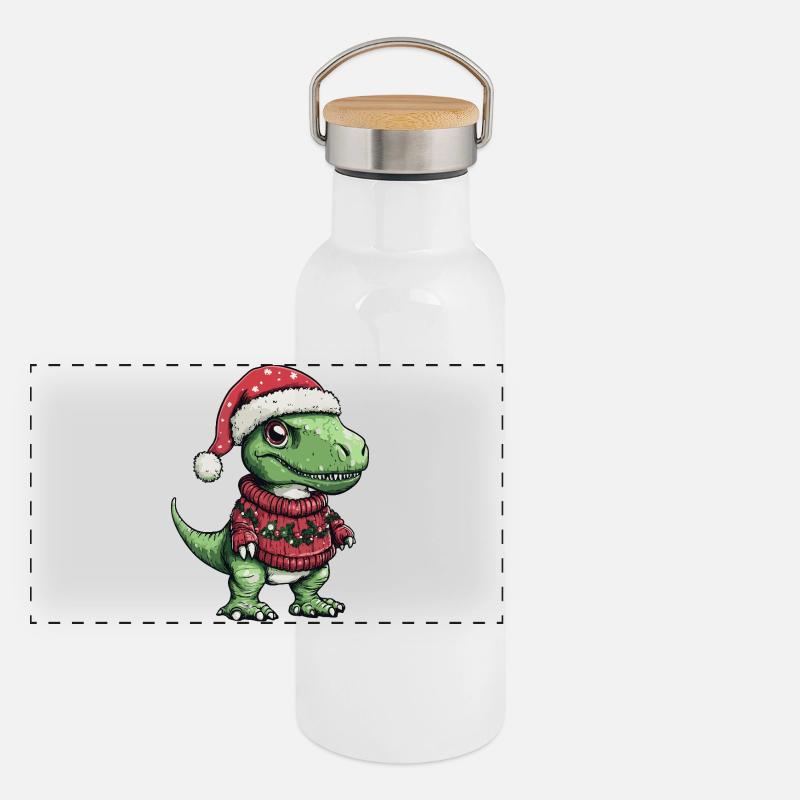 Noël de Noël T-Rex Dinosaure Gourde isotherme avec bouchon en bambou
