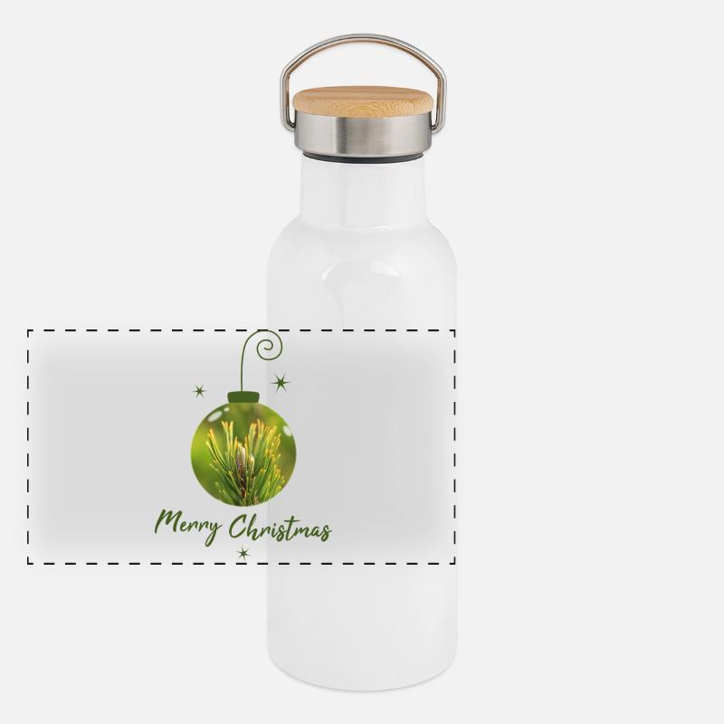 Tanne in Weihnachtskugel Tannenzweig Kugel Panorama Thermosflasche mit Bambusdeckel