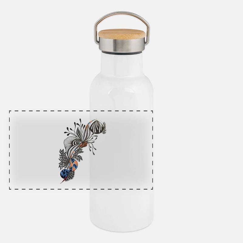 Wild botanical lines Panoramic Thermal Bottle with Bamboo Lid