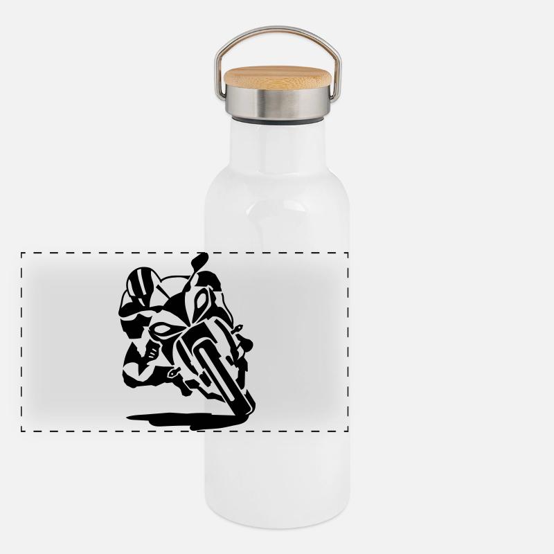 Motorrad Panorama Thermosflasche mit Bambusdeckel