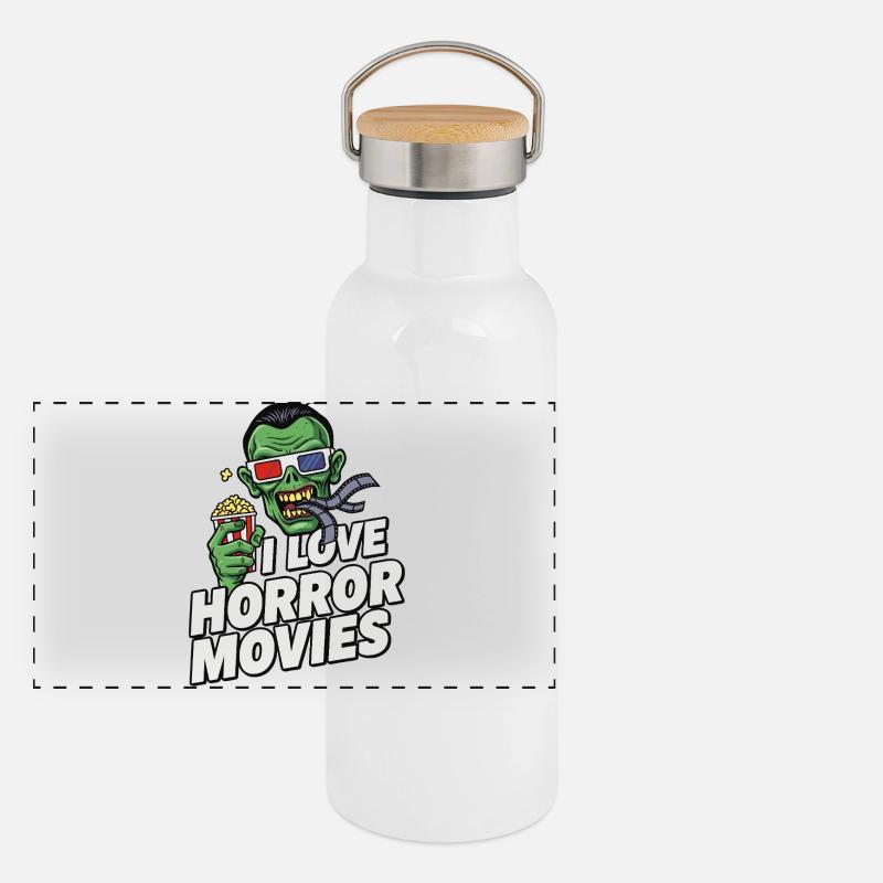 Films de zombies adorent l’horreur pop art Gourde isotherme avec bouchon en bambou