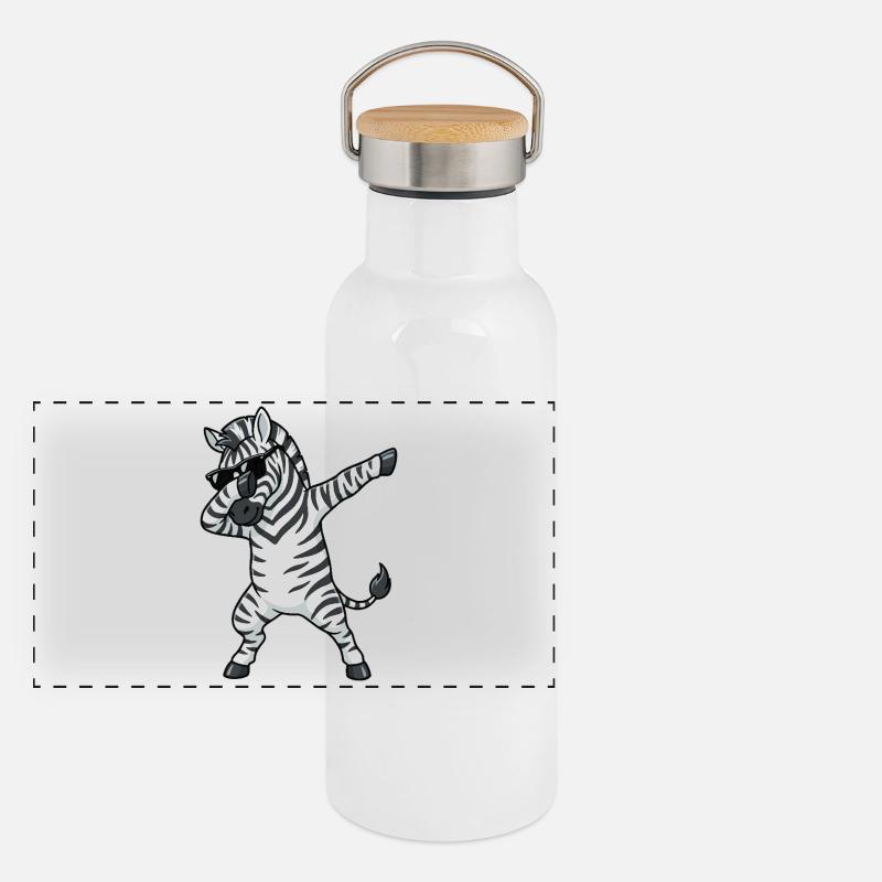 Dab Zebra Panorama Thermosflasche mit Bambusdeckel