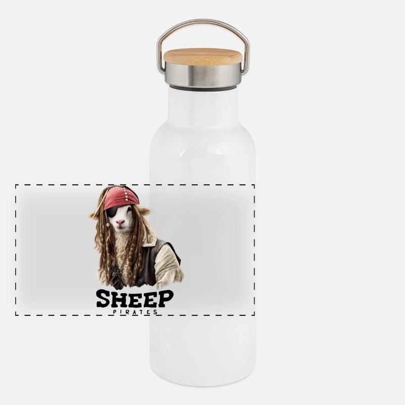 Mouton pirate aux dreadlocks Gourde isotherme avec bouchon en bambou