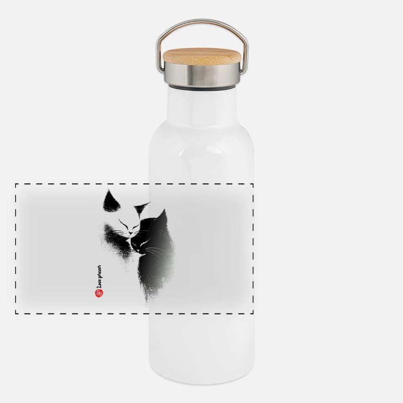 Katzenliebe Panorama Thermosflasche mit Bambusdeckel
