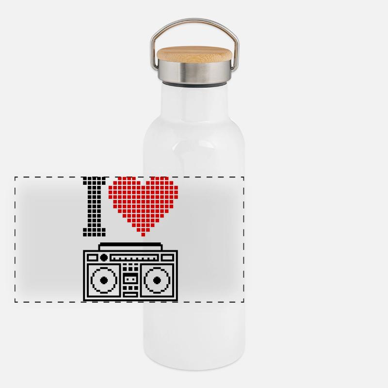 I Love Ghettoblaster – 80s Old School Music Panoramic Thermal Bottle with Bamboo Lid