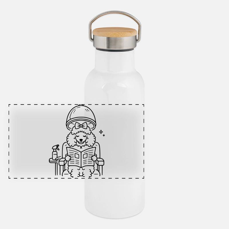 Pudel beim Frisör Panorama Thermosflasche mit Bambusdeckel