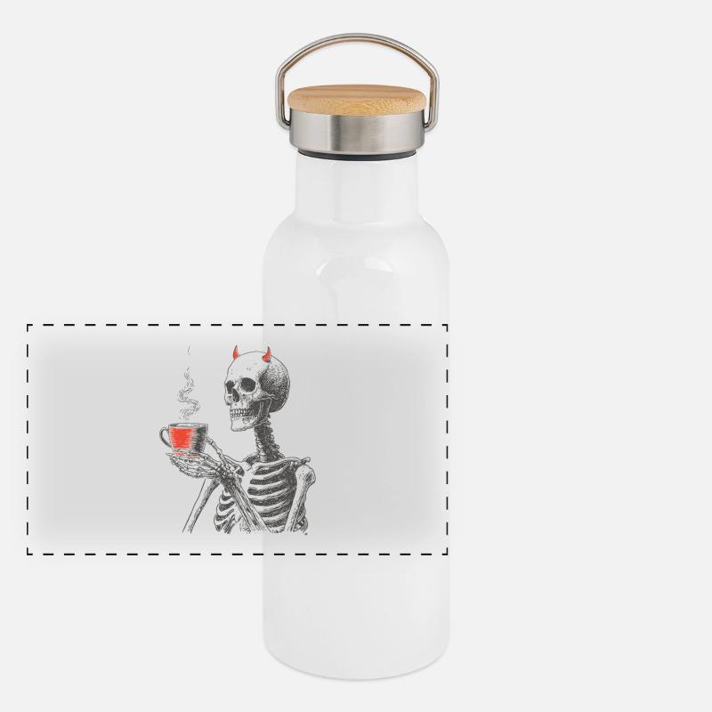 Squelette Diabolique du Café Gourde isotherme avec bouchon en bambou