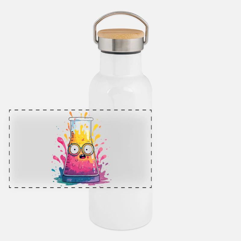 Bande dessinée colorée Test Tube Gourde isotherme avec bouchon en bambou
