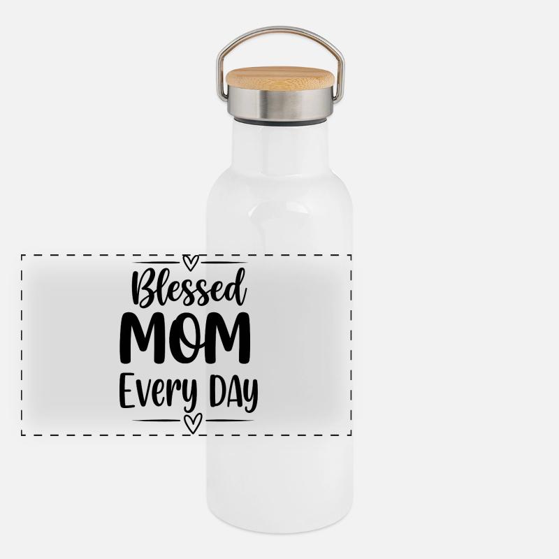 Happy Mom Every Day Mom Gift Panoramic Thermal Bottle with Bamboo Lid
