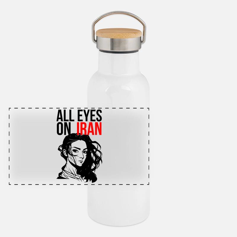 All Eyes On Iran - Panoramic Thermal Bottle with Bamboo Lid - white