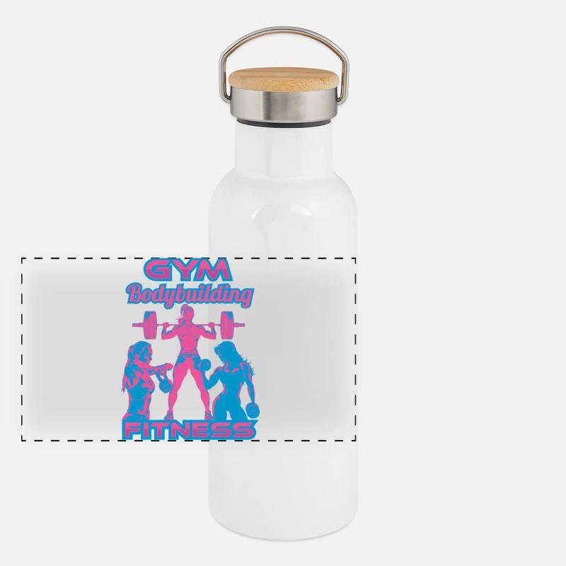 FitnessstudioMädchen Panorama Thermosflasche mit Bambusdeckel