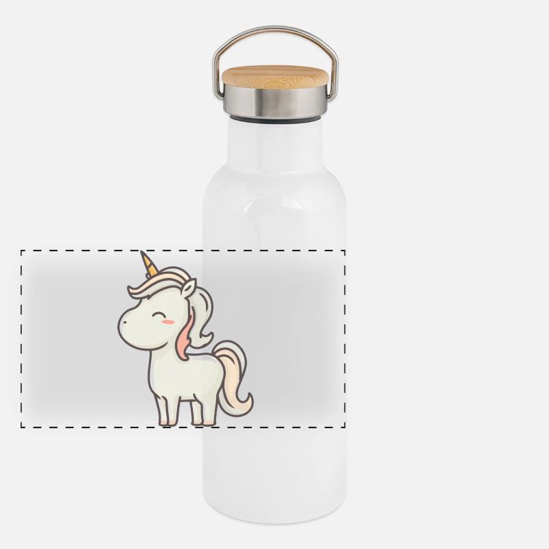 Einhorn Panorama Thermosflasche mit Bambusdeckel