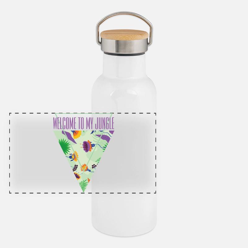 Willkommen im Dschungel Panorama Thermosflasche mit Bambusdeckel