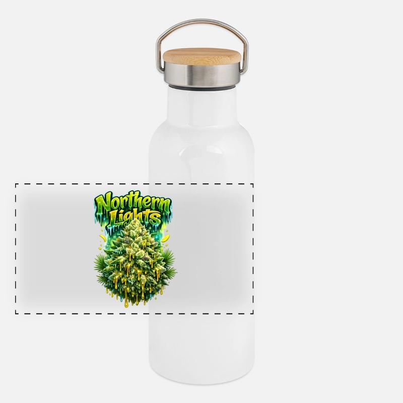 Northern Lights Graffiti Classic Print  - Panoramic Thermal Bottle with Bamboo Lid - white