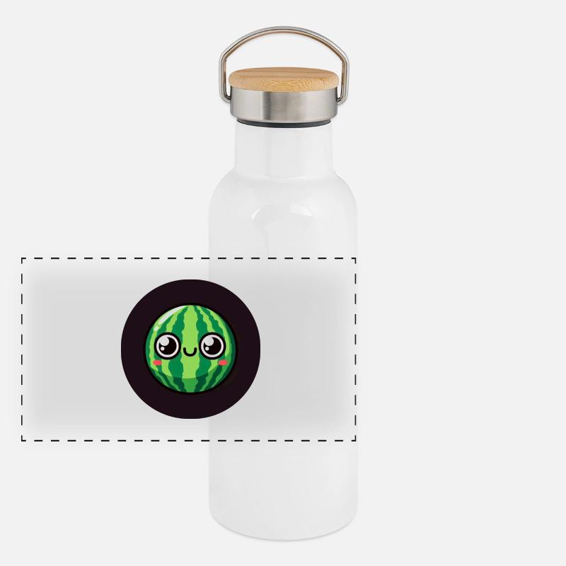 Süße Wassermelone mit Augen Panorama Thermosflasche mit Bambusdeckel