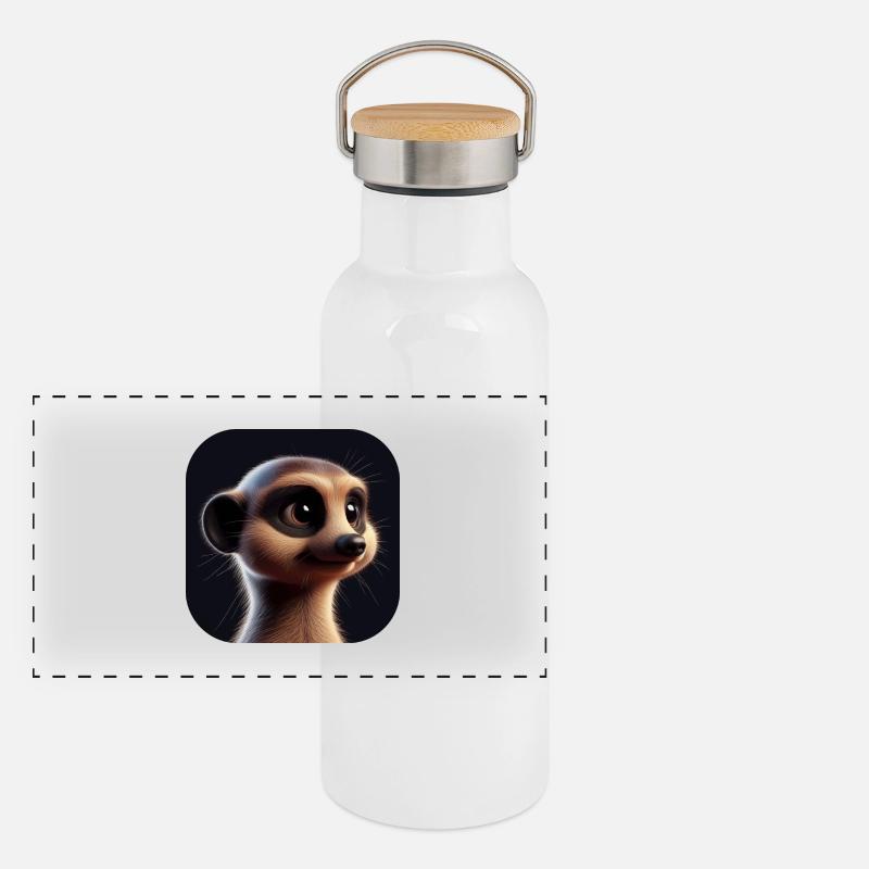 Meerkat in animation style - Panoramic Thermal Bottle with Bamboo Lid - white
