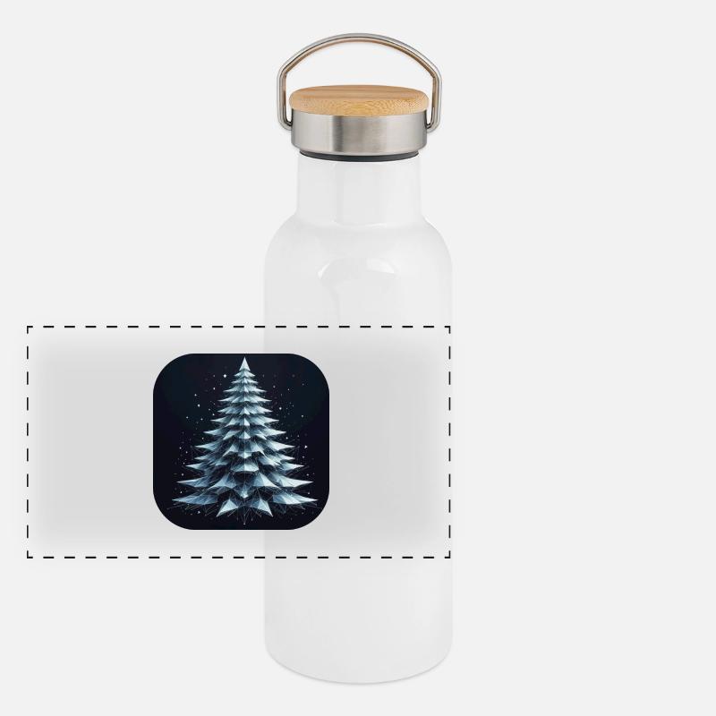 Christmas Tree Fir Tree Polygons Green Panoramic Thermal Bottle with Bamboo Lid