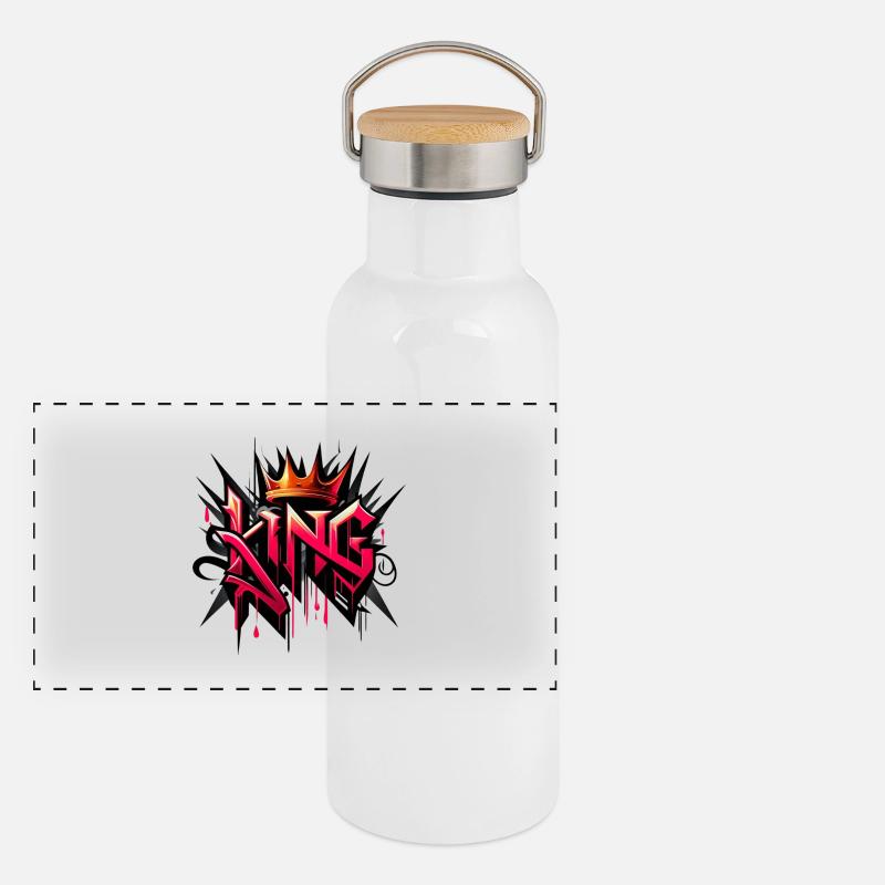 Couronne du Roi Graffiti Gourde isotherme avec bouchon en bambou