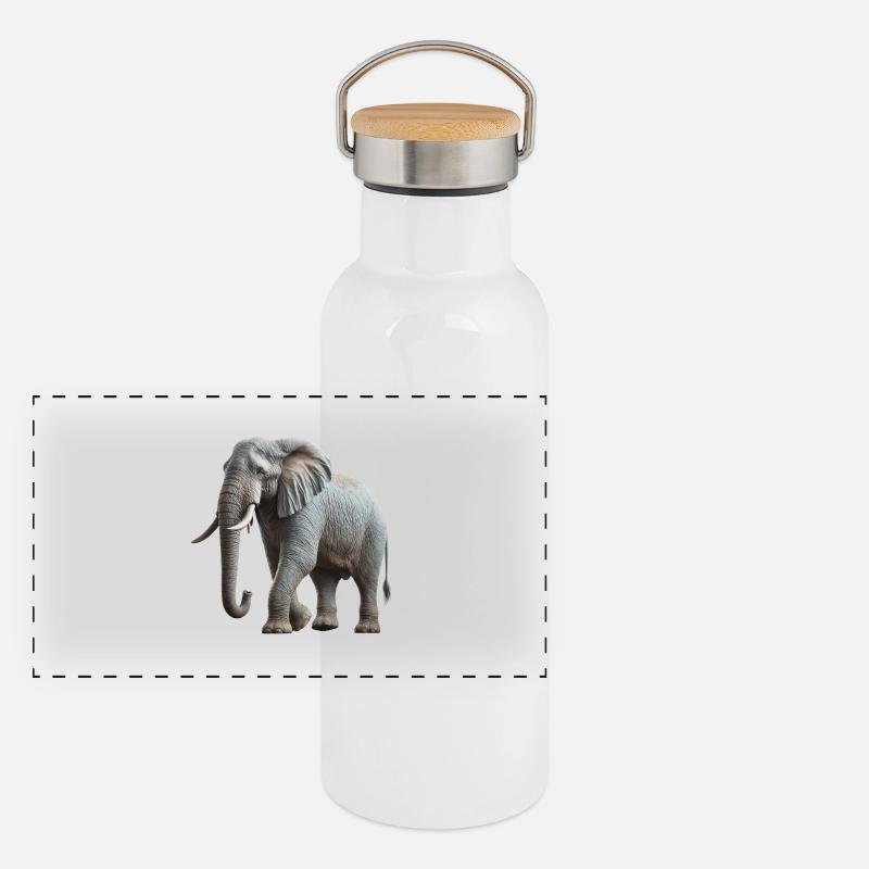 Elefant Panorama Thermosflasche mit Bambusdeckel