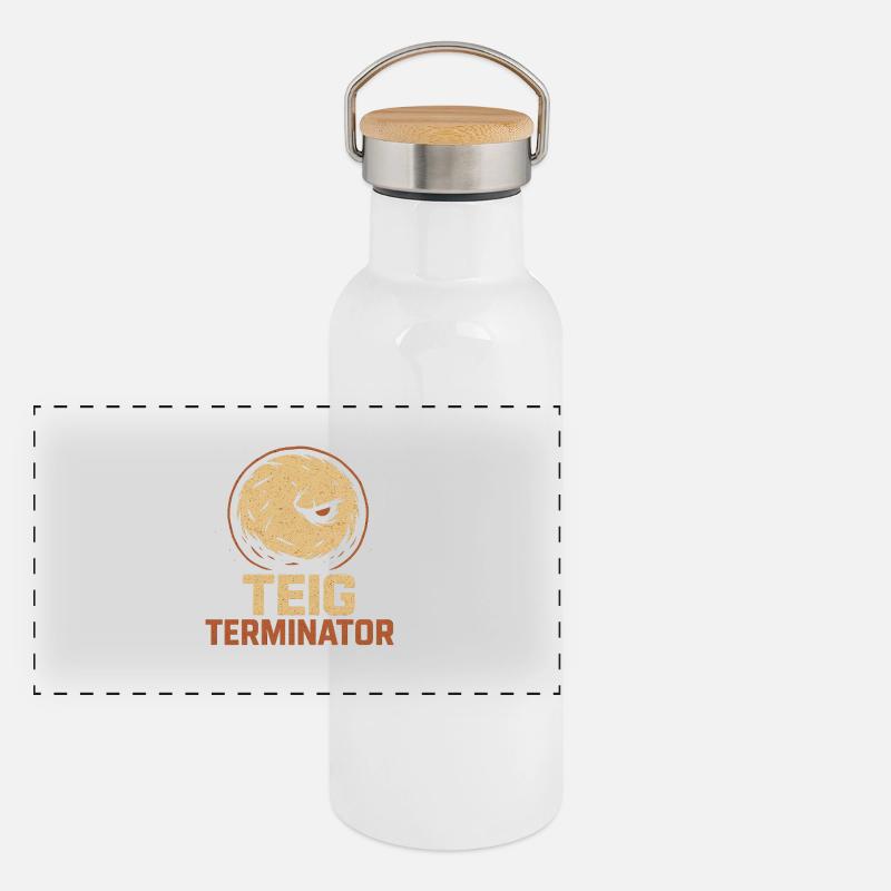 Teig Terminator Brot-Design für Knet-Held:innen Panorama Thermosflasche mit Bambusdeckel