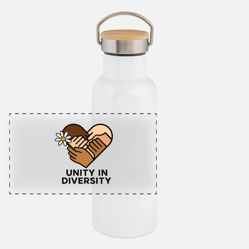 Unity in Diversity - Panoramic Thermal Bottle with Bamboo Lid - white