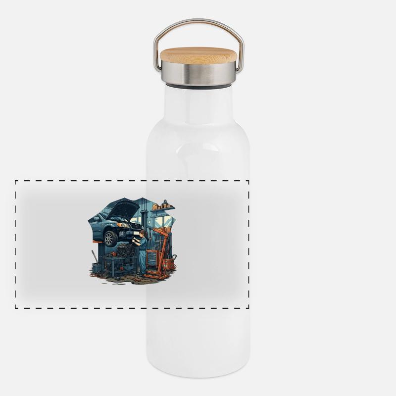 Werkstattalltag Panorama Thermosflasche mit Bambusdeckel