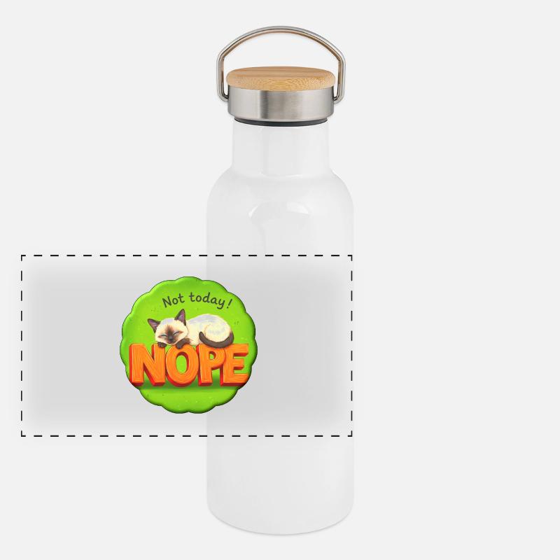Cat Don't feel like it - not today Panoramic Thermal Bottle with Bamboo Lid