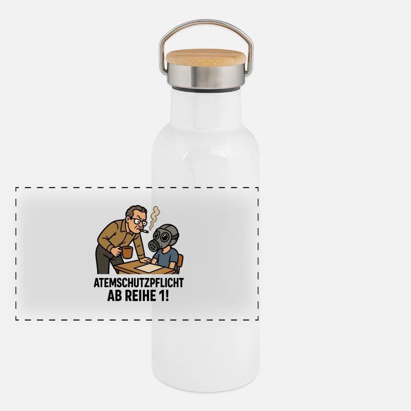 Teacher Coffee Cigarettes Bad Breath Panoramic Thermal Bottle with Bamboo Lid