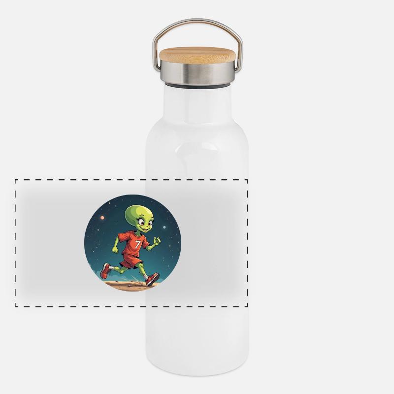 Alien runner with soccer jersey Panoramic Thermal Bottle with Bamboo Lid