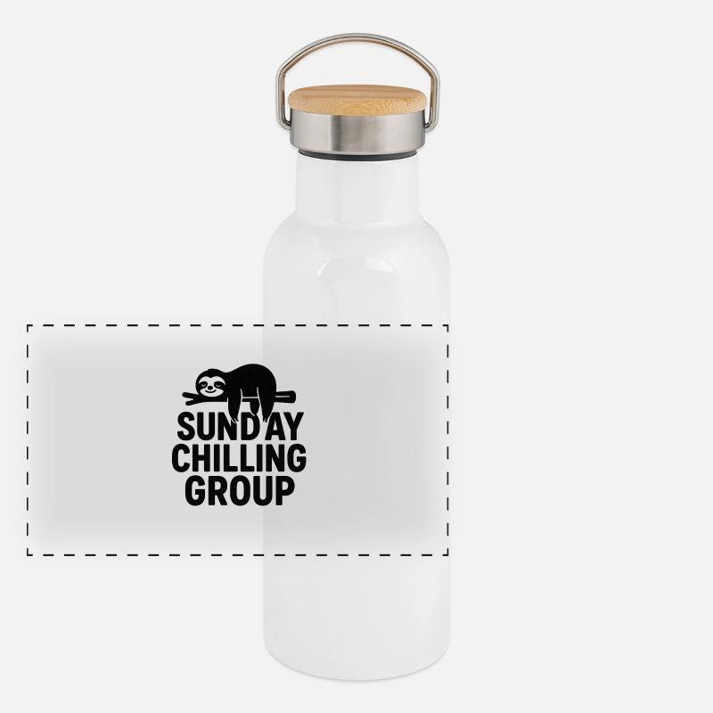 Sunday Chilling Group Funny Sloth Panoramic Thermal Bottle with Bamboo Lid