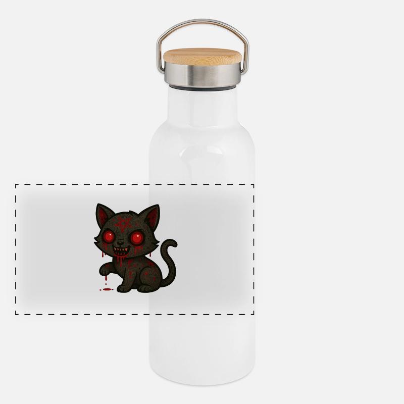 Chat Sombre Occulte Gourde isotherme avec bouchon en bambou