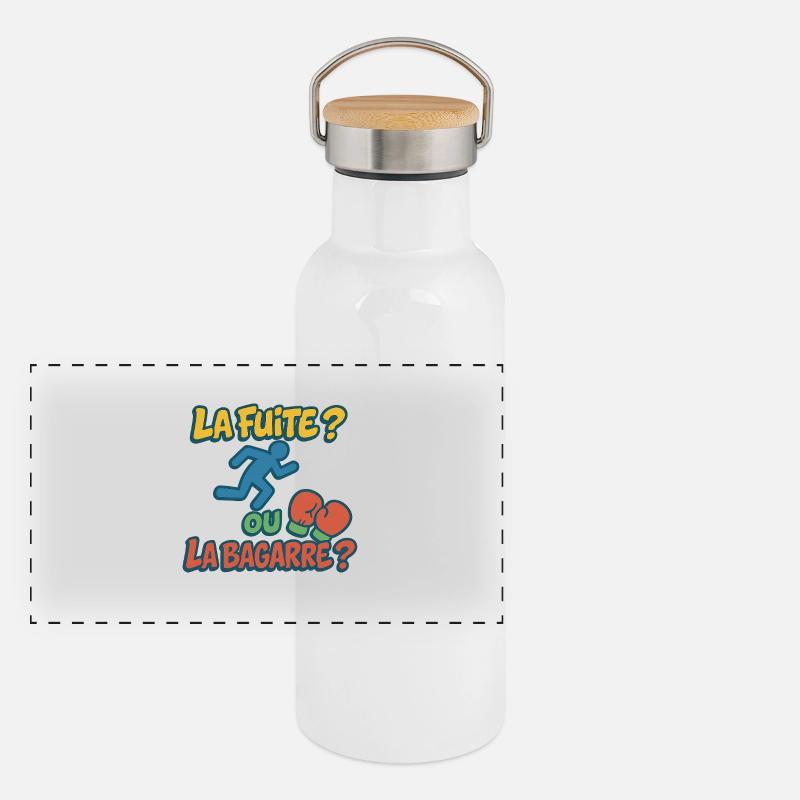 Flucht oder Kampf Panorama Thermosflasche mit Bambusdeckel