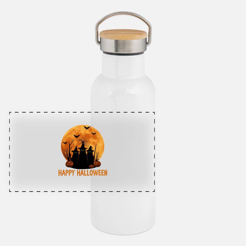 Sorcière culte Halloween motif imprimé Gourde isotherme avec bouchon en bambou