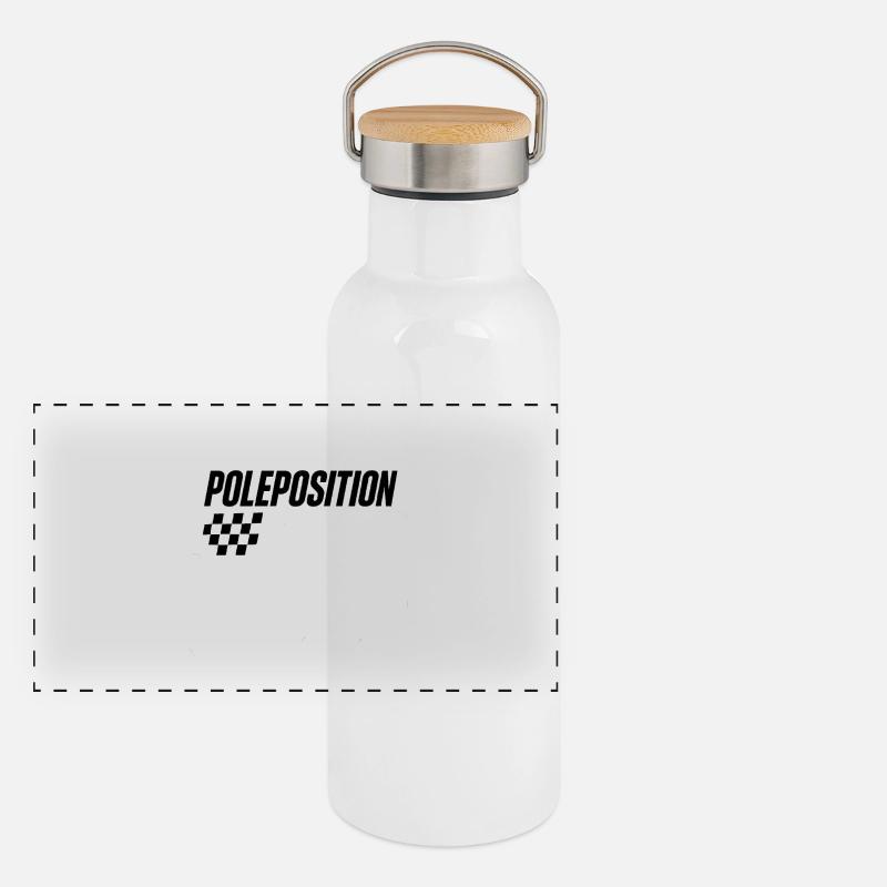 Motiv "Pole Position Race" Panorama Thermosflasche mit Bambusdeckel