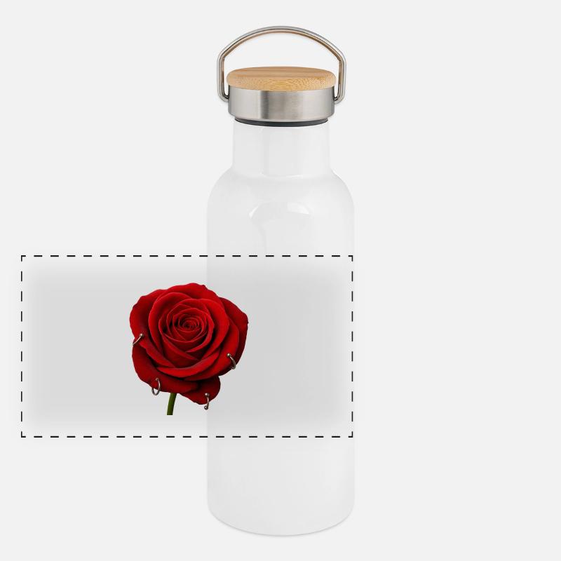 Red Rose with Piercings Panoramic Thermal Bottle with Bamboo Lid