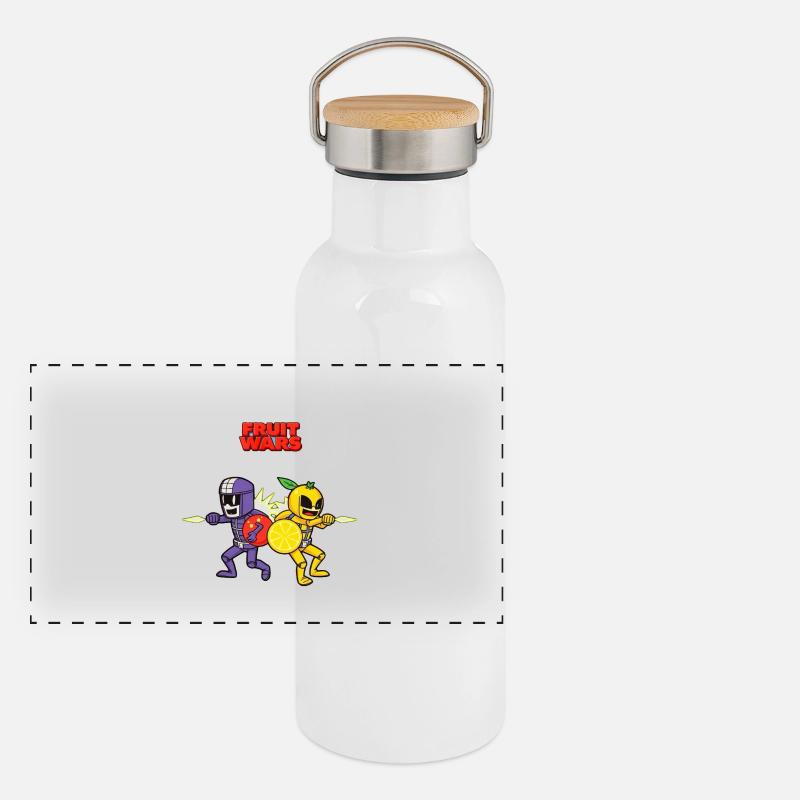Fruit Wars Obstkrieger Panorama Thermosflasche mit Bambusdeckel