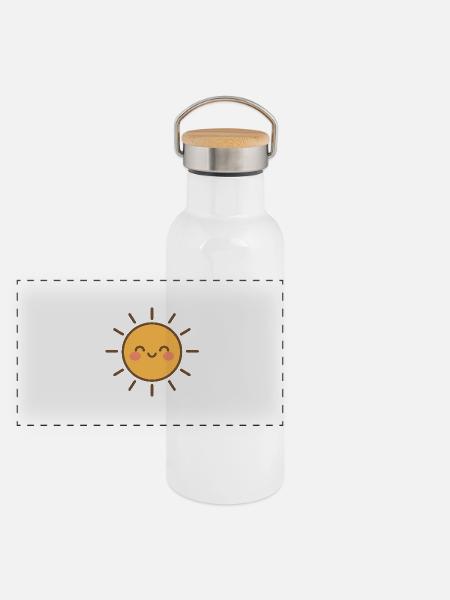 Sun Sweet Smile - Panoramic Thermal Bottle with Bamboo Lid - white - Front