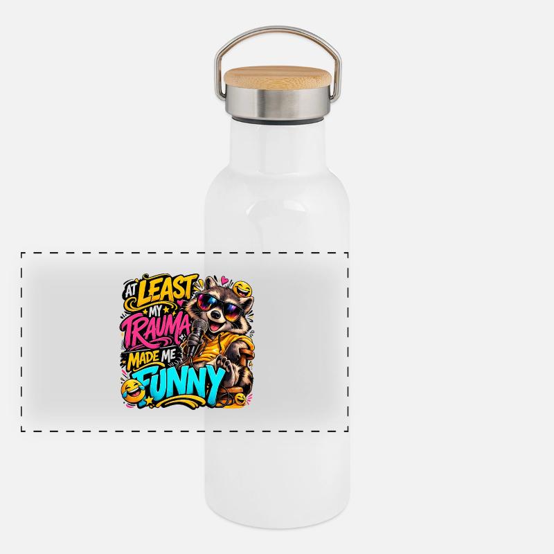 Trauma machte mich lustig Panorama Thermosflasche mit Bambusdeckel