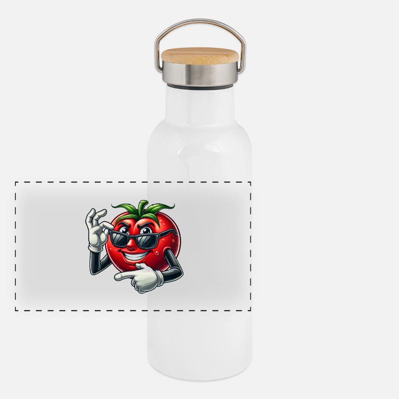 Cool Tomate Lunettes de Soleil Dessin Animé Veggie Fun Gourde isotherme avec bouchon en bambou