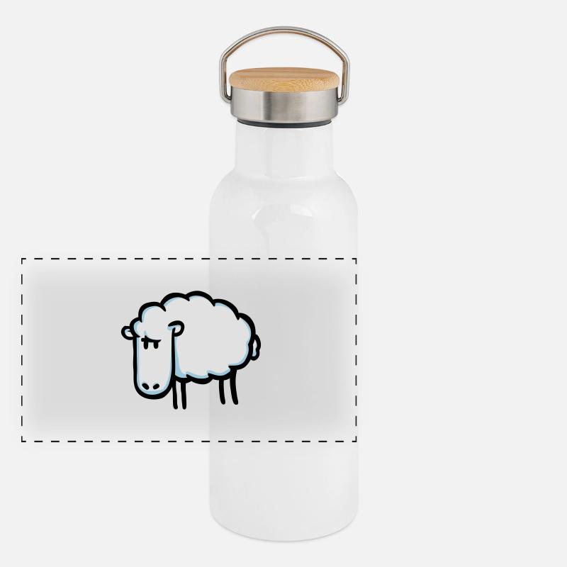 Schaf Panorama Thermosflasche mit Bambusdeckel