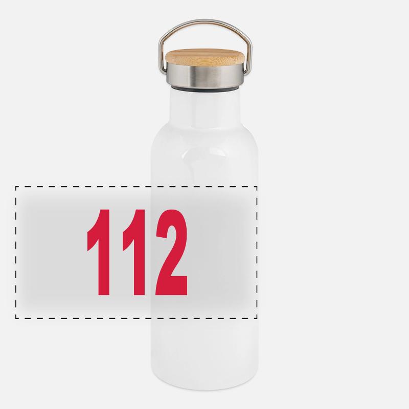 Notruf 112 Panorama Thermosflasche mit Bambusdeckel