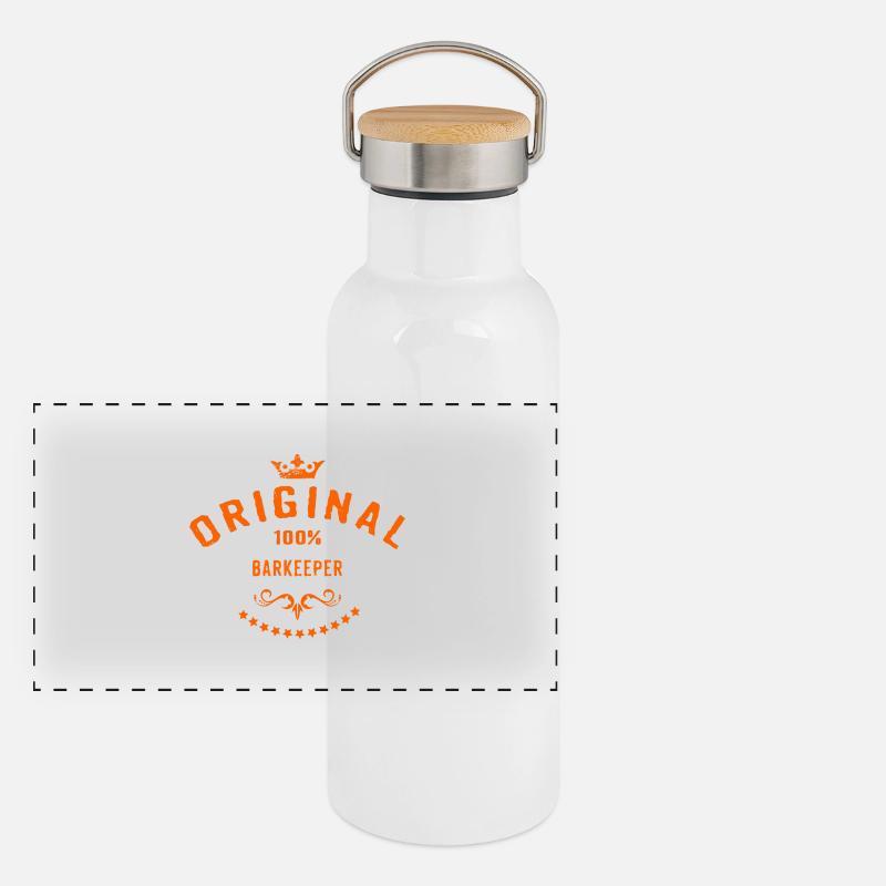 Original 100 Prozent Barkeeper - RAHMENLOS Beruf Panorama Thermosflasche mit Bambusdeckel