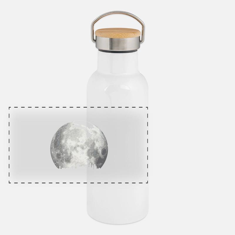 full moon skyline - Panoramic Thermal Bottle with Bamboo Lid - white