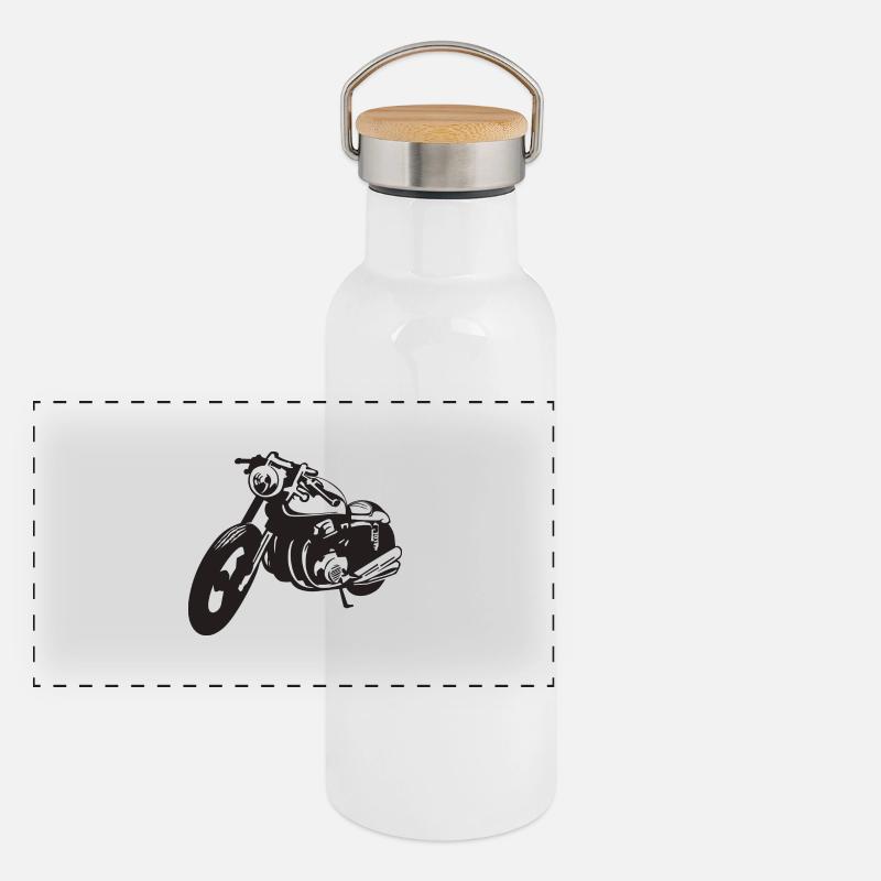 Biker motorcycle Panoramic Thermal Bottle with Bamboo Lid