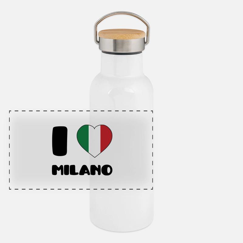 I Love Milano Gourde isotherme avec bouchon en bambou