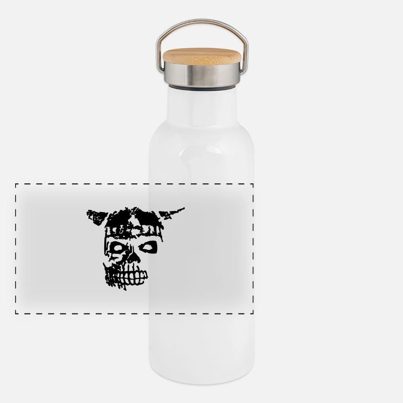 Viking Skull 1 Panorama Thermosflasche mit Bambusdeckel